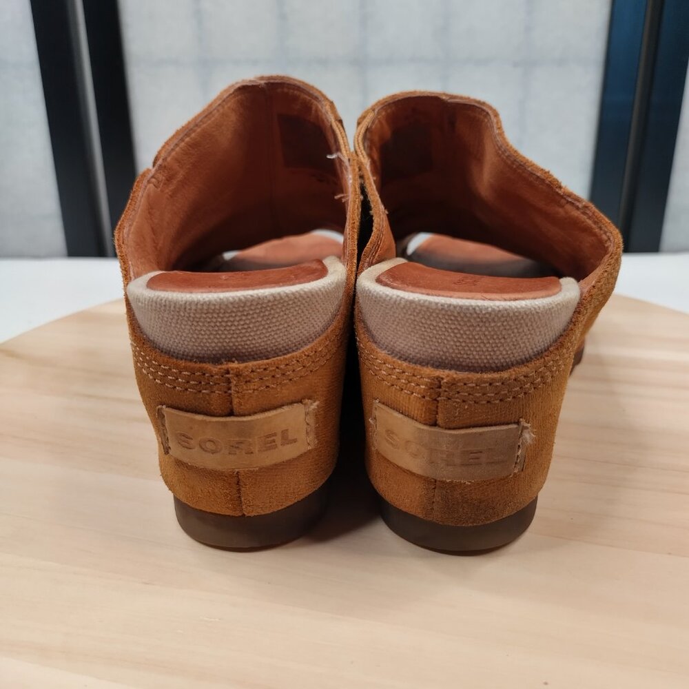Sorel Joanie Mule I Leather Camel Brown Wedge Sandals Women US 9 - Picture 7 of 15